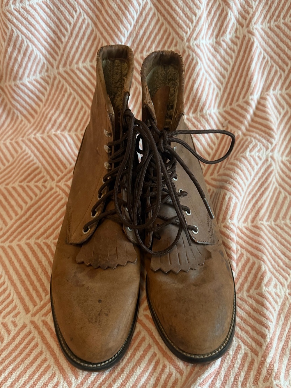 Distressed Justin Boots Leather Lace-Up